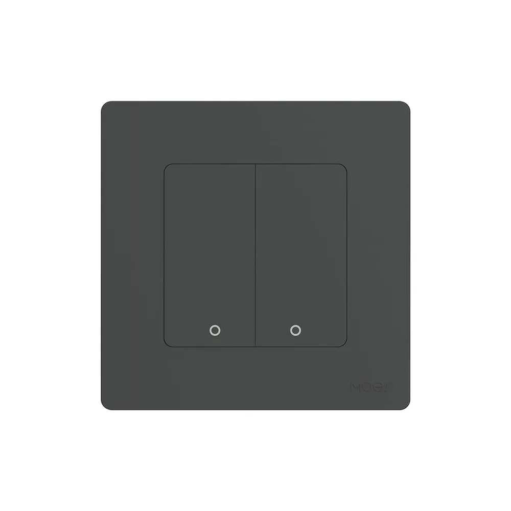 Moes Zigbee Star Ring Smart Push Button Switch 2 Gang (Neutral Required), Grey