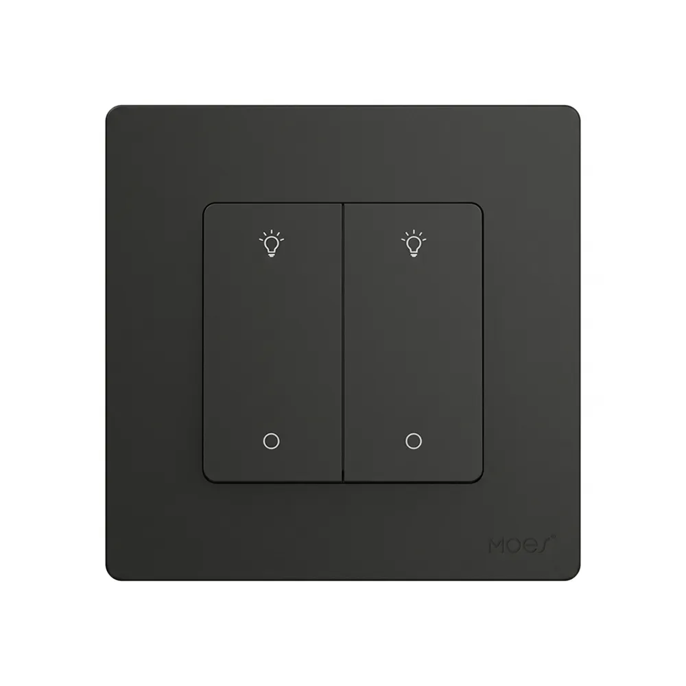 Moes Zigbee Star Ring Smart Dimmer Switch 2 Gang (Neutral Required), Grey