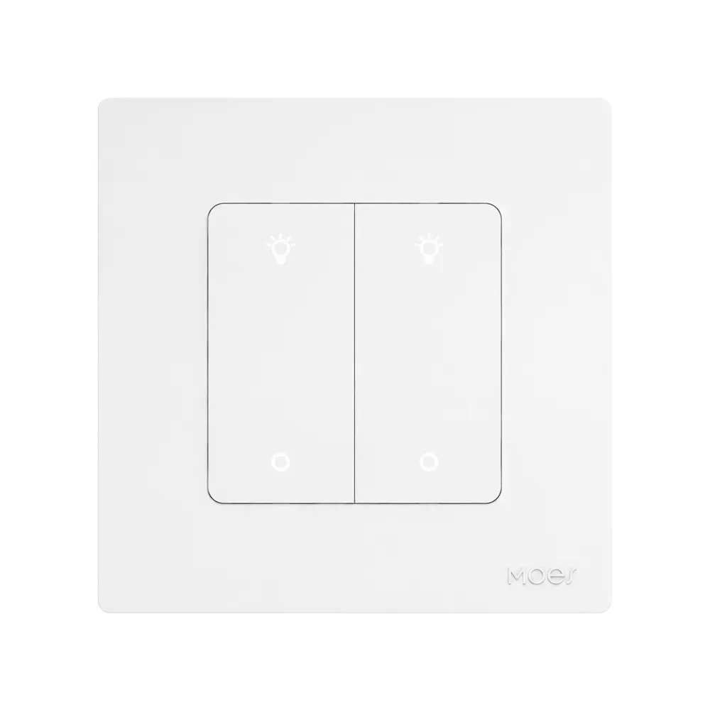 Moes Zigbee Star Ring Smart Dimmer Switch 2 Gang (Neutral Required), White