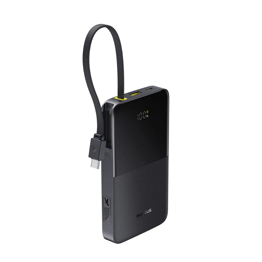 Baseus Power Bank 10000mAh 22.5W with Cable Type-C 0.3m, EnerFill FC51 Bipow2 Pro Digital Display , Cosmic Black