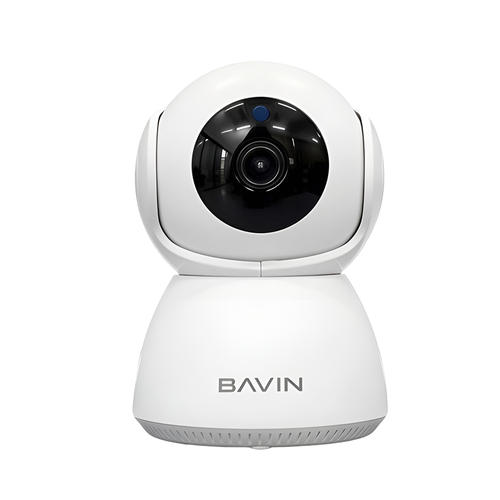 BAVIN Home Smart Wi-Fi Camera 3MP, PTZ (Human Tracking), Two-Way Audio, With Charger & Bracket, White