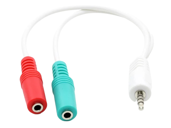 CCA-417W 3.5 mm 4-pin plug to 3.5 mm stereo + microphone sockets adapter cable, 20cm, White