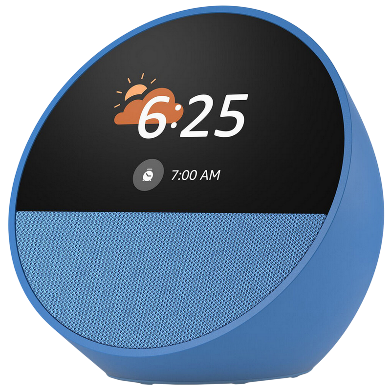 Amazon Echo Spot Smart Alarm Clock with Alexa (2024), Ocean Blue