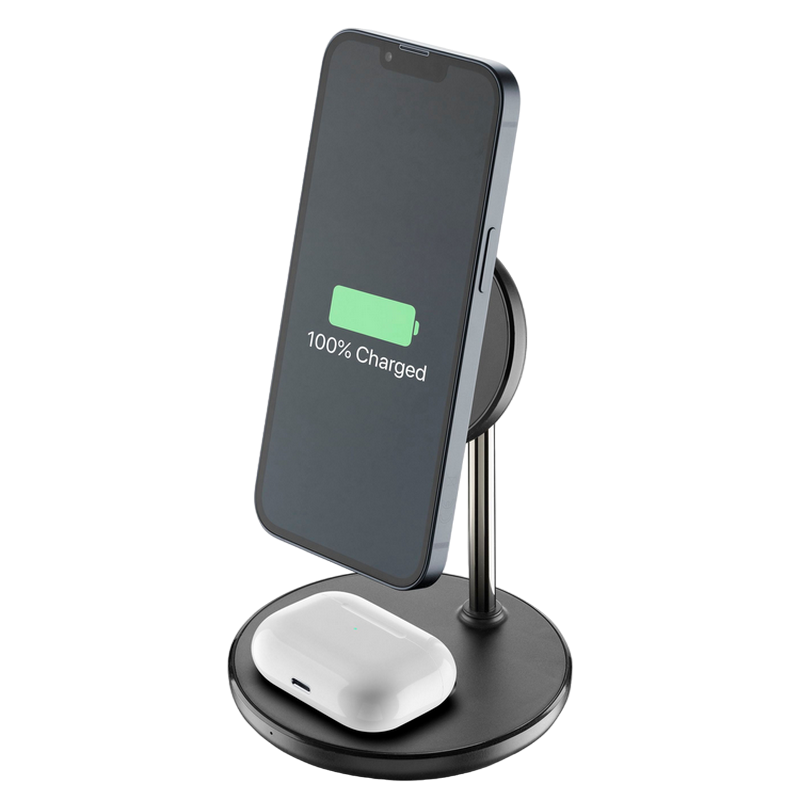 Wireless Charger Cellularline Mag Duo, Black