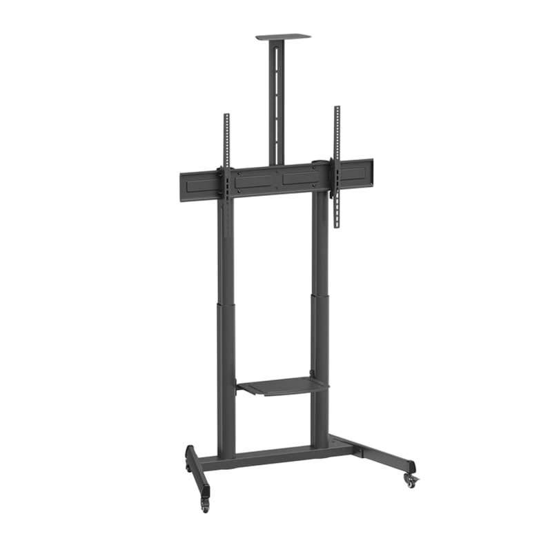 Display/TV Mount Stand Gembird TVS-100T-03, 60-100"; Black, VESA; max 120kg, TV floor stand with caster wheels