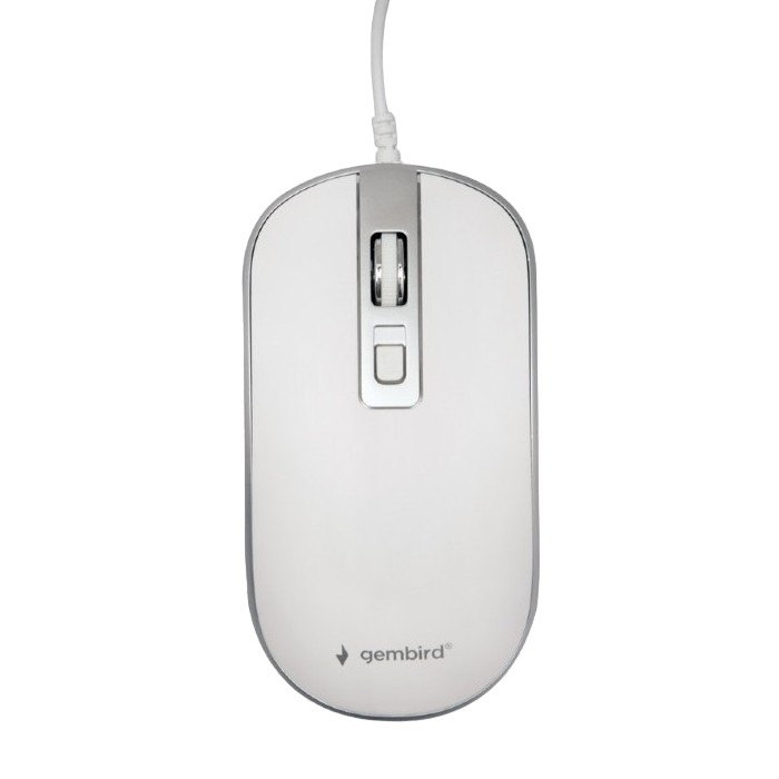 Wireless Mouse Gembird MUSW-4B-06-WS, 800-1600 dpi, 4 buttons, Ambidextrous, 1xAA, White/Silver