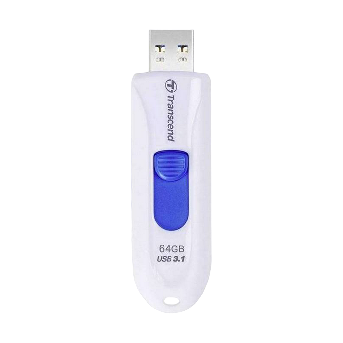 64GB USB3.1 Flash Drive Transcend "JetFlash 790", White, Slider (R/W:90/30MB/s)