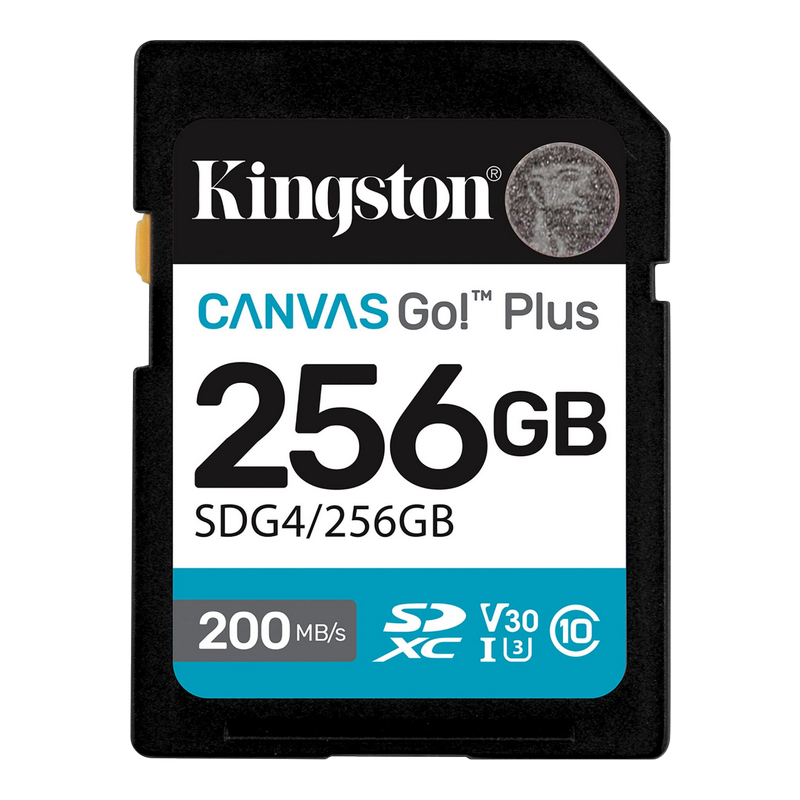 .256GB SDXC Card (Class 10) UHS-I , U3, V30 Kingston Canvas Go! Plus Gen 4 "SDG4/256GB" (R/W:200/160MB/s)