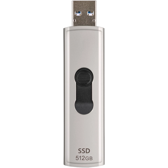 .512GB Transcend Portable SSD ESD320A Silver, USB-A 3.1 10Gbps, Metallic Capless/Slider (68.2x19.7x9.5 mm, 26g, R/W:1050/950 MB/s, 3D-NAND flash)