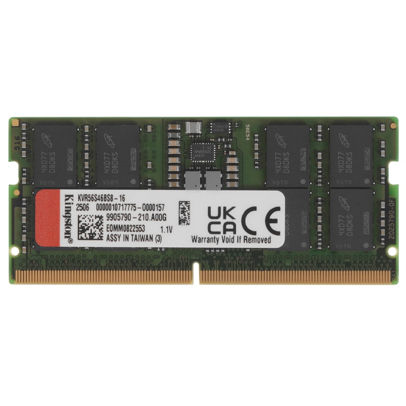 16GB DDR5-5600MHz SODIMM Kingston ValueRAM (KVR56S46BS8-16), CL46, 1.1V, Intel XMP 3.0, Black