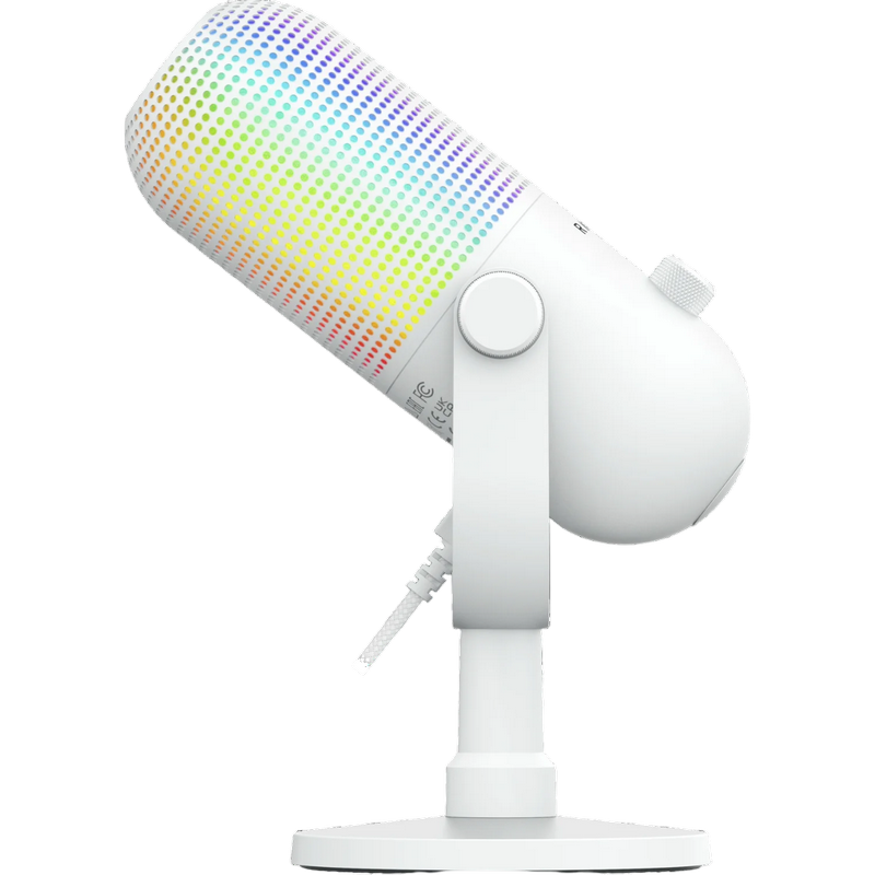 Microphones Razer Seiren V3 Chroma, 16mm Condenser Microphone, Supercardioid, 110db, -34 db, 96 kHz, 24bit, Tap-to-Mute, RGB, USB, White