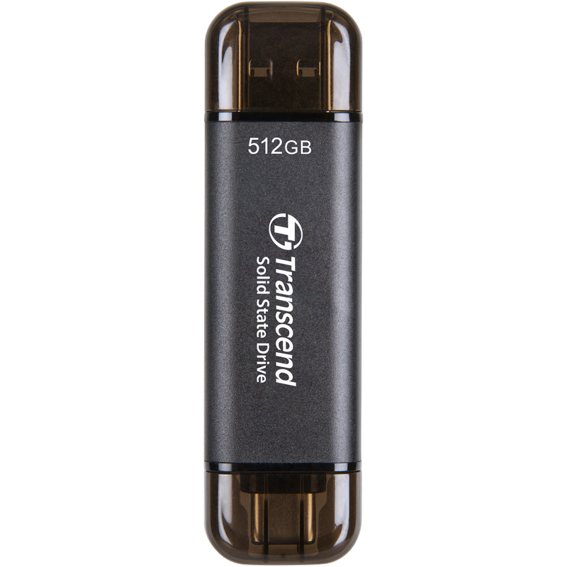 .512GB Transcend Portable SSD ESD310C Black, USB-A/C 3.2 (71.3x20x7.8 mm, 11g, R/W:1050/950 MB/s)