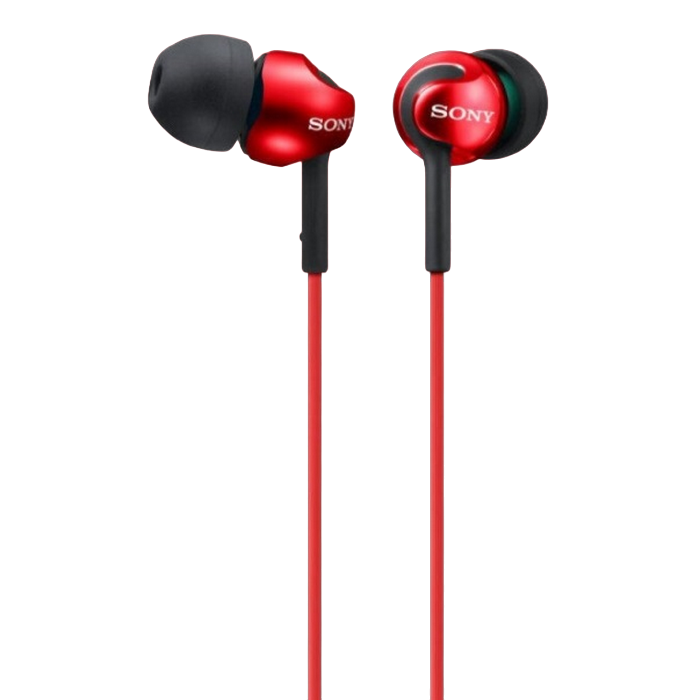 Earphones SONY MDR-EX110AP, Mic on cable, 4pin 3.5mm jack L-shaped, Cable: 1.2m Red