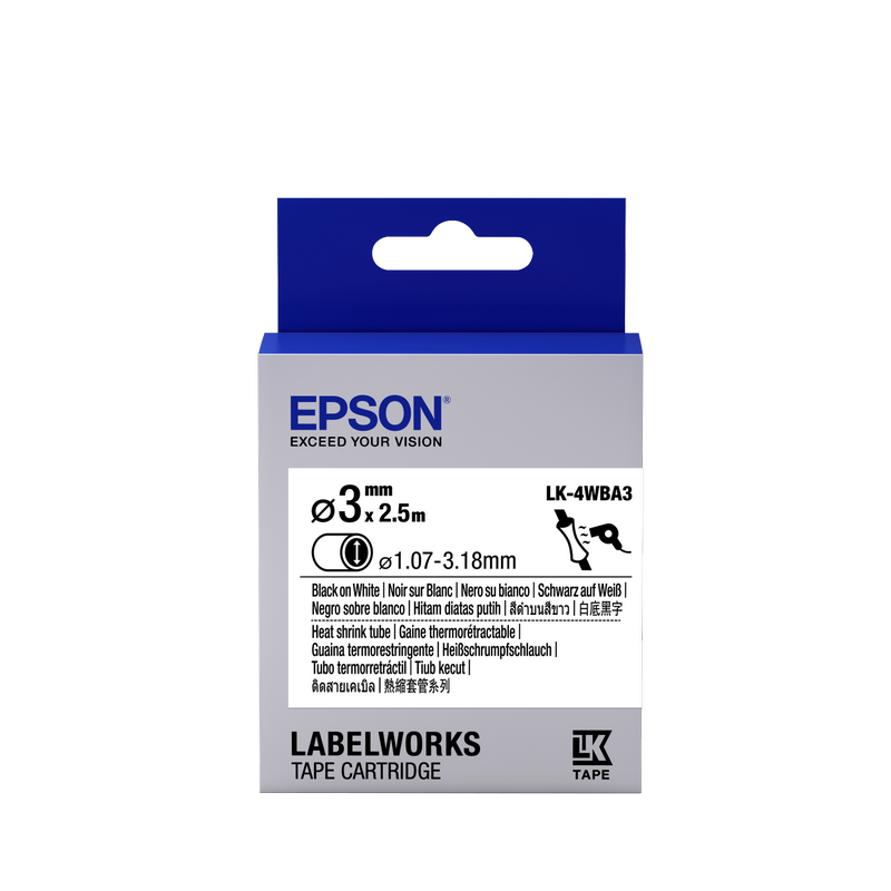 Tape Cartridge EPSON LK4WBA3 Heat Shrink: d3mm/2,5m, Black/White, C53S654903