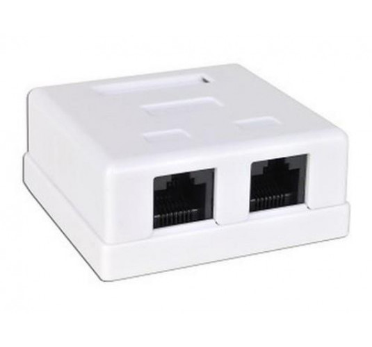 2xRJ45 Surface Box 2 port UTP Cat.5e PCB jack, LY-SB08