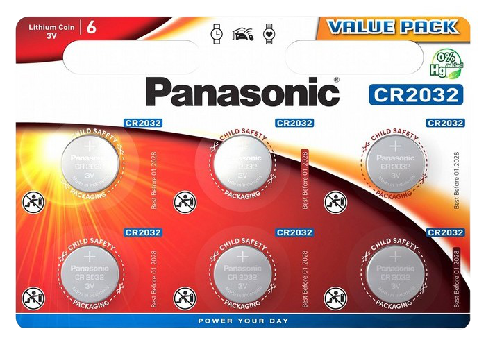 CR2032, Blister*6, Panasonic, CR-2032EL/6B