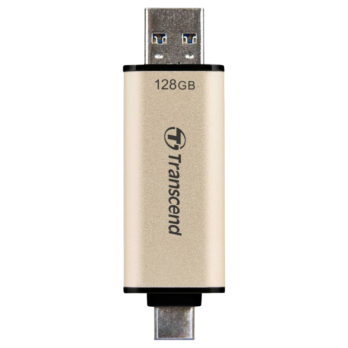 128GB USB3.1/Type-C Flash Drive Transcend "JetFlash 930C", Gold, Classic Cap, OTG (R/W:420/400MB/s)