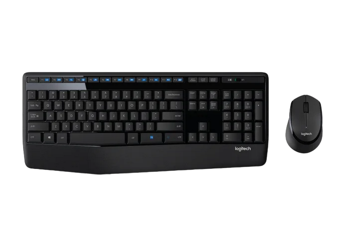 Wireless Keyboard & Mouse Logitech MK345, Media сontrols, Spill-resistant, Palm rest, 1000dpi, 3 buttons, 2xAAA/1xAA, 2.4Ghz, EN, Black