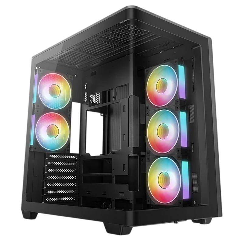 Case ATX Deepcool CG590U 5F, w/o PSU,3x120side 2x120rear ARGB PWM, 2xUSB3.0, 1xTypeC, Curved-Glass Panoramic, 3x2.5, 2x3.5, Black
