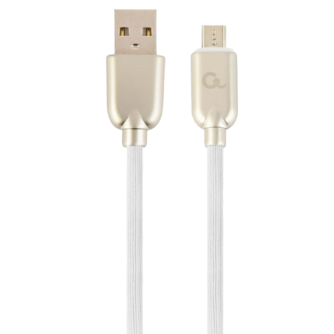 Blister MicroUSB/USB2.0, 1.0 m, Cablexpert Premium Rubber White, CC-USB2R-AMmBM-1M-W