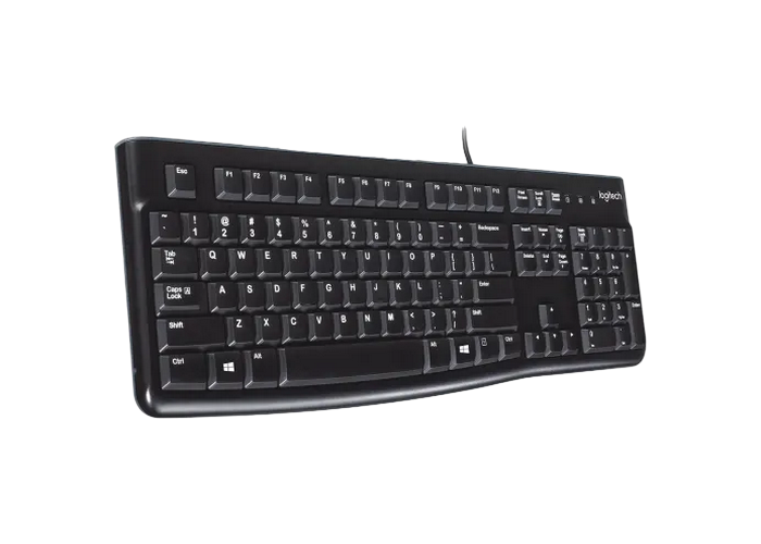 Keyboard Logitech K120 OEM, Thin profile, Quiet typing, Spill-resistant, 1.5m, USB, EN/RU, Black