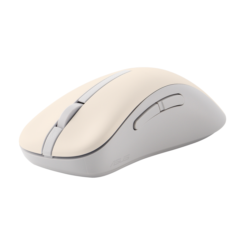 Wireless Mouse Asus MD102, 800-1600 dpi, 5 buttons, Ambidextrous, 69g, Silent, 1xAA, 2.4Ghz+BT, Oat Milk