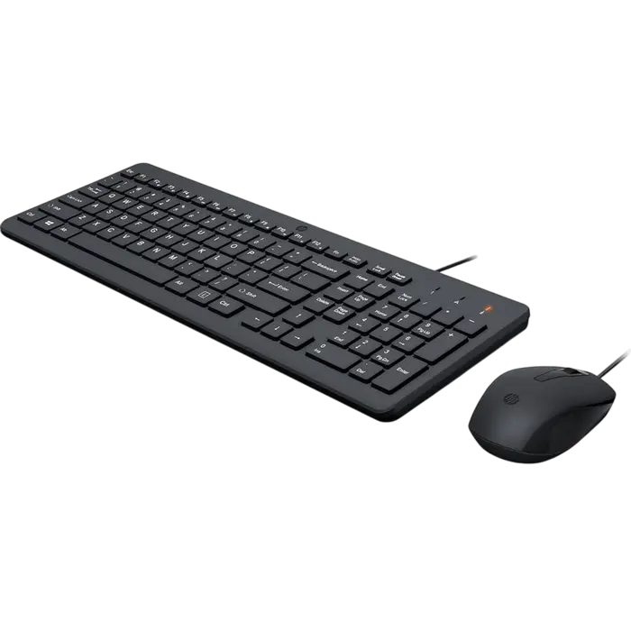 Keyboard & Mouse HP 150, Keyboard Full size; 2.5-zone layout, Mouse 3 buttons, USB, EN, Black