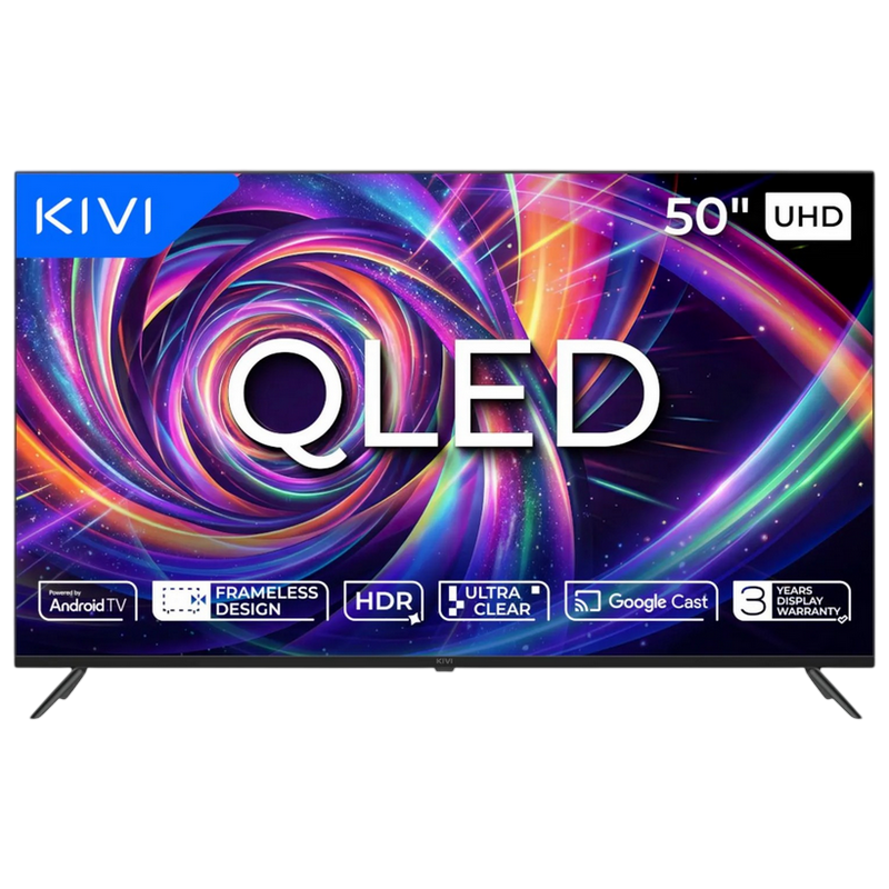 50" LED SMART TV KIVI 50U7000MB, QLED, 4K UHD, Android TV, Black