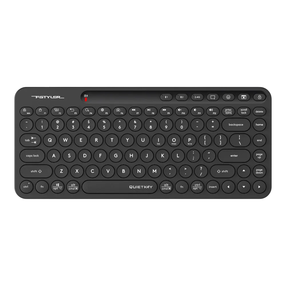 Wireless Keyboard A4Tech FBK36C AS, Compact, Ultra Slim, Laser Inscribed Keys, up to 3 Devices, Rechargeable, 4 Hotkeys, 2.4Ghz+BT, EN/RU/RO, Black