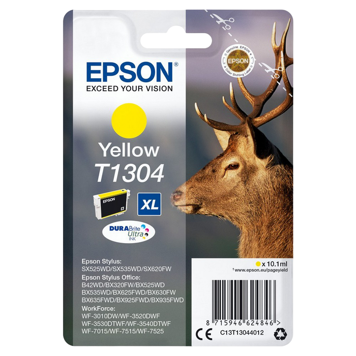 Ink Cartridge Epson Singlepack T1304 DURABrite Ultra Ink, Yellow, C13T13044012