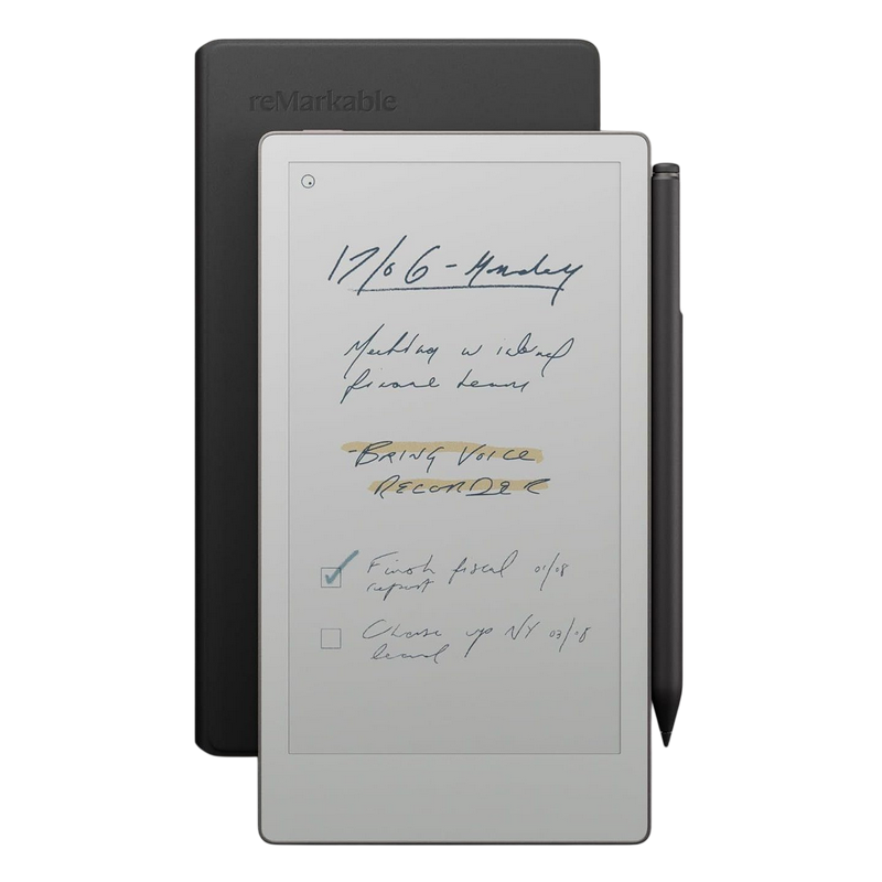 reMarkable Paper Pro Move 7.3" Bundle 2/64GB with Marker Plus Book Folio Cover, Leather Black