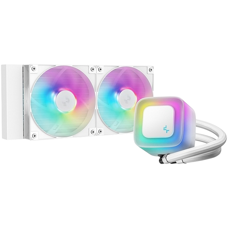 AIO Liquid Cooling Deepcool "LE240 WH V2" (<31.6dBA, 500-2100RPM, 75.89CFM, 2x120mm, 2500-3400 RPM, ARGB, 1359g.) White