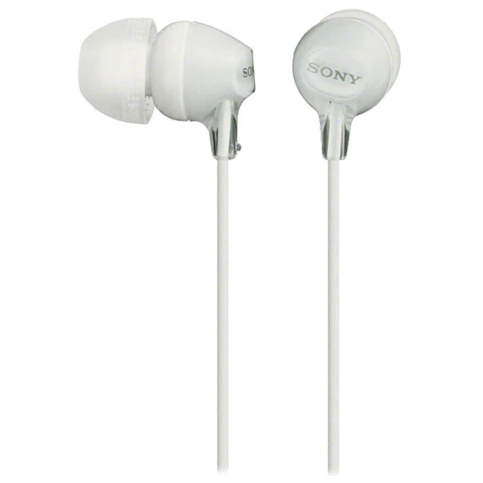 Earphones SONY MDR-EX15LP, 3pin 3.5mm jack L-shaped, Cable: 1.2m White
