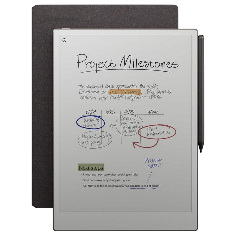 reMarkable Paper Pro 11.8" Bundle 2/64GB with Marker Plus Book Folio Mosaic Weave, Basalt