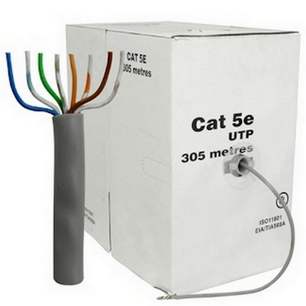 Cable UTP Cat.5E, 305m, CCA,24awg 4X2X1/0.50, solid gray, APC Electronic