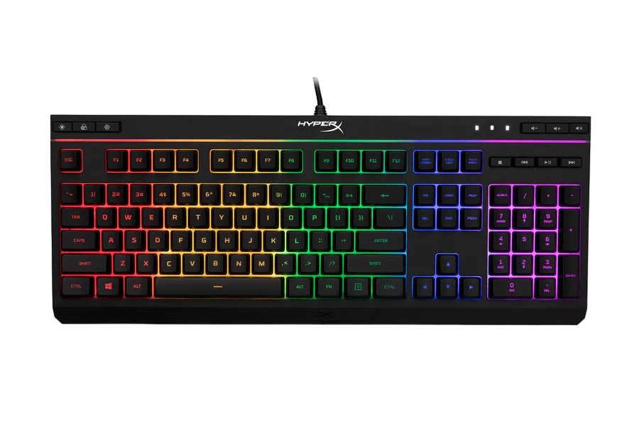 Gaming Keyboard HyperX Alloy Core RGB, Membrane, Media Control, Solid frame, 5 Zones RGB, Spill resistant, Game Mode, EN/RU, 1.8m, USB, Black