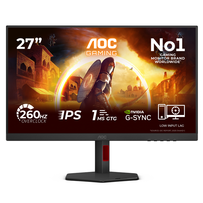 27" AOC 27G4ZR, Black, IPS, 1920x1080, 260Hz, AdaptiveSync, 0.3msMPRT, 300cd, HDR10 ,HDMI+DP, Pivot