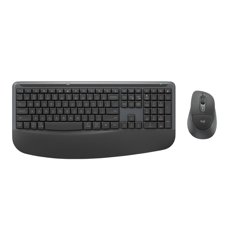 Wireless Keyboard & Mouse Logitech MK880, Signature Comfort Plus, Quiet typing, Concave keys, Palm rest, 4000dpi, 2.4Ghz+BT, EN, Graphite