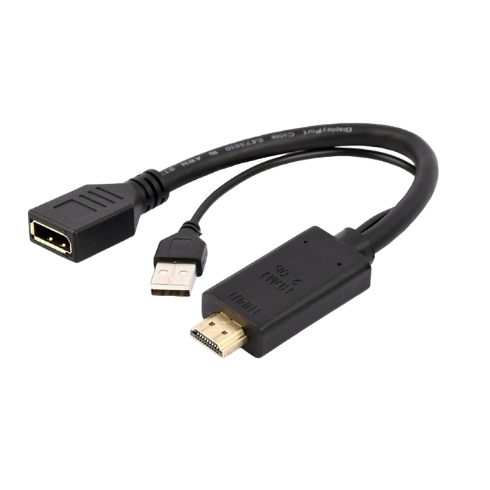 Adapter DP F to HDMI M Active 4K Cablexpert "A-HDMIM-DPF-01" Black Display port fem to HDMI male