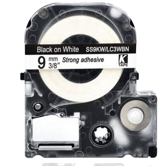 Tape Cartridge EPSON 9mm/9m Standart, Black/White, LK-3WBN C53S653003