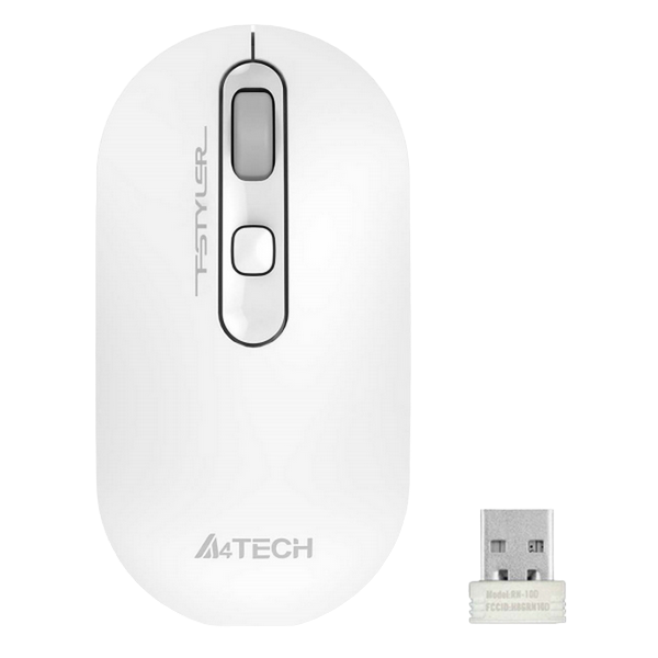Wireless Mouse A4Tech FG20, 1200-2000 dpi, 4 buttons, 85g, Ambidextrous, 4-Way Wheel, 2xAAA, 2.4Ghz, White
