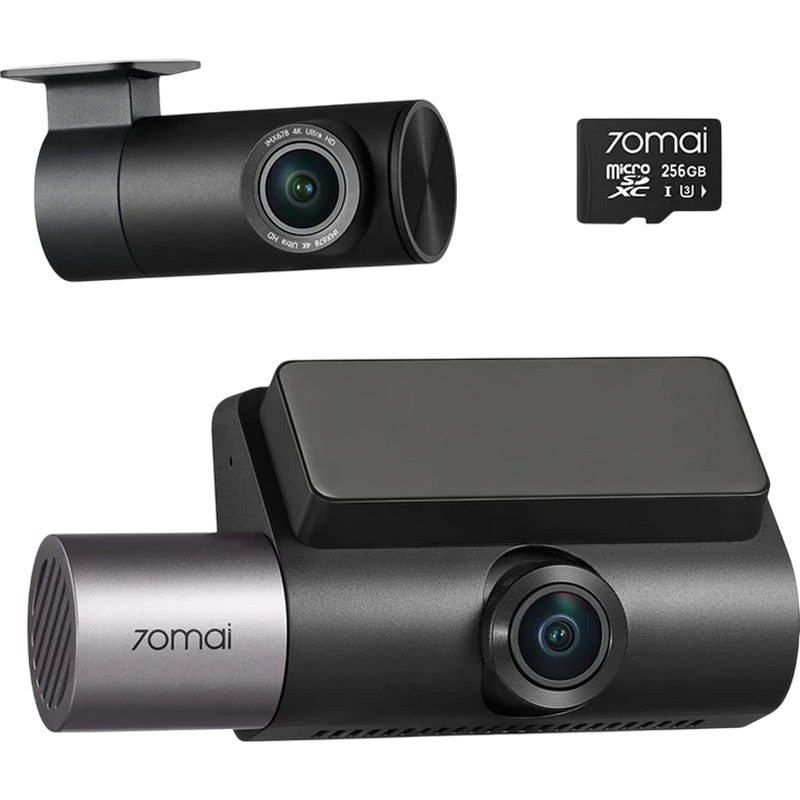 70mai Dash Cam T800-2 4K HDR 256GB with RC24 HDR Rear Cam, 3-Channel, Black