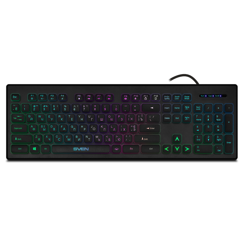 Keyboard SVEN KB-C7500EL, Fn keys, Backlight, Variable tilt angle, 1.5m, USB, EN/RU, Black